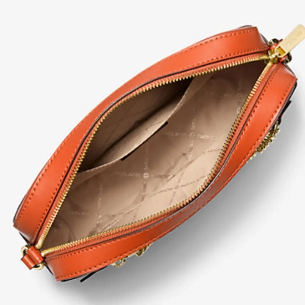 Michael Kors Jet Set Lg East West Ombré Signature Logo Crossbody Bag Red Clay